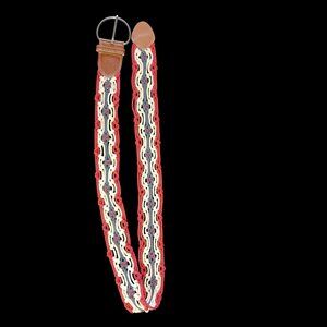 Macrame Red White Blue Woven Rope Buckle Belt Boho Coastal Western Patriotic
